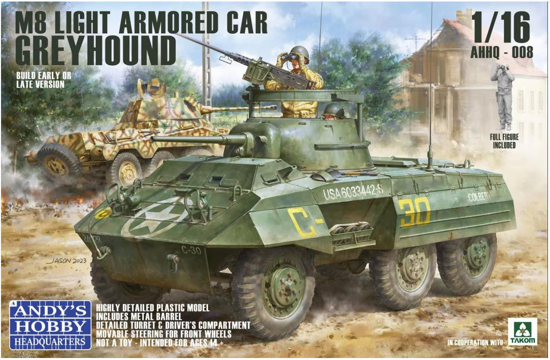 Takom -- Andy's Hobby Headquarters 1/16 M8 Greyhound U.S. Light Armored Car 008